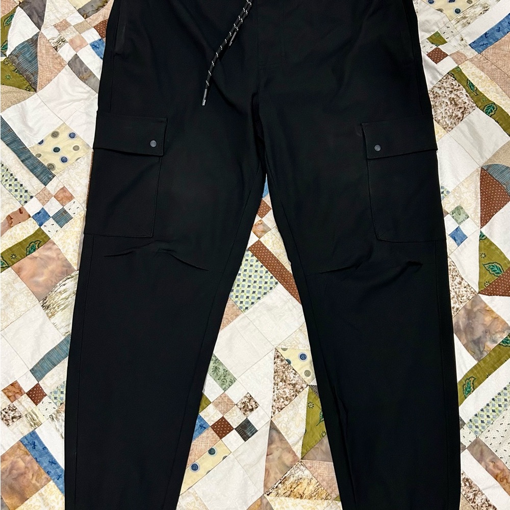 Men's Black Cargo Pants with Drawstring